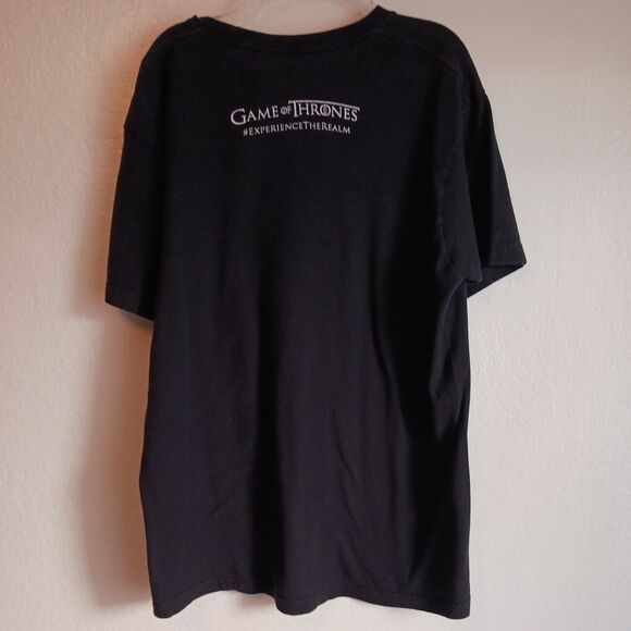 GAME OF THRONES T-shirt Size L BLACK Valar Morghulis Graphic Scary Monster Face - Picture 5 of 5